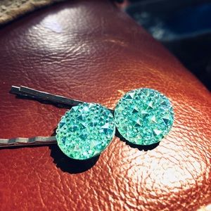 Faux druzy Bobby pins. Set of two.